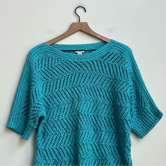 Chicos Riviera Pullover Fine Open Stitch Sweater Amazonite XL 16 Lagenlook beach - Picture 6 of 13